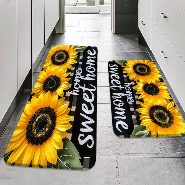 Rutschfeste Küchenmatte mit Sonnenblumen-Frühlingsmotiv von Jijiho, Multicolor - Bild 1