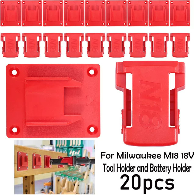 20 Stück Milwaukee M18 18V Wandhalterung für Werkzeug und Akkus in Rot inklusive Schrauben - Bild 1