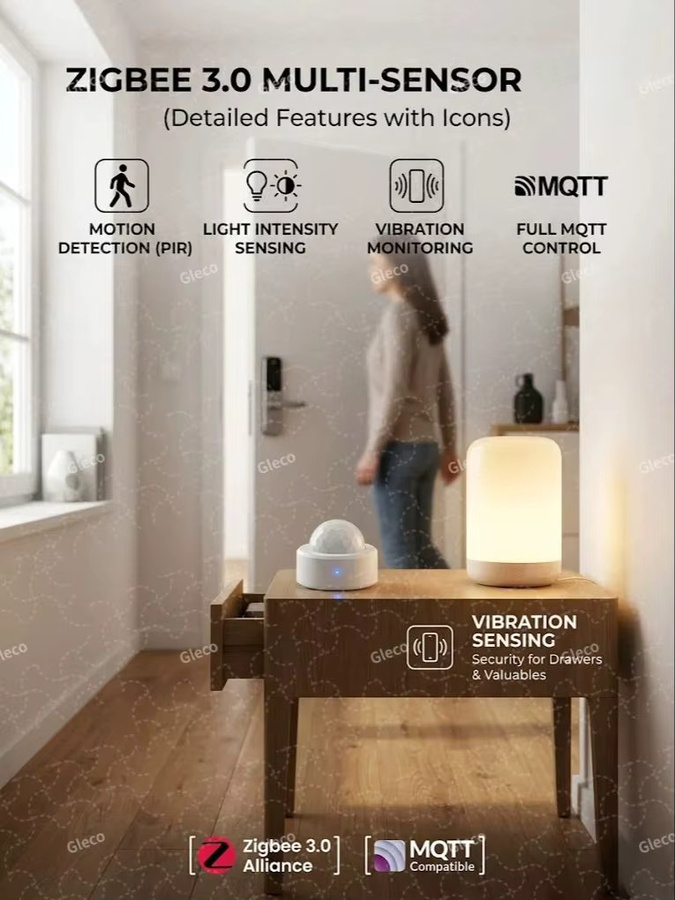 Coolo Zigbee Mini-PIR-Bewegungsmelder in Weiß mit Infrarotsensor für 2MQTT Hub - Bild 2