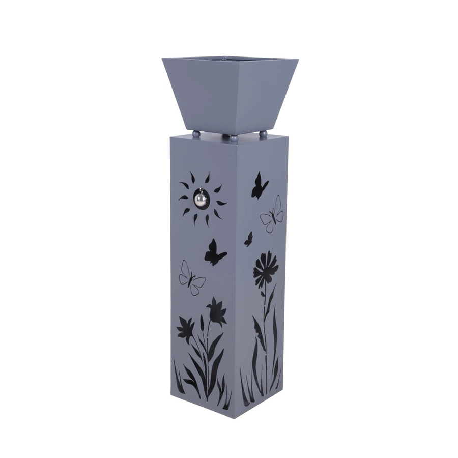 DELUKE Pflanzsäule LUND mit Blumenmotiv aus Stahl in Grau - Bild 2