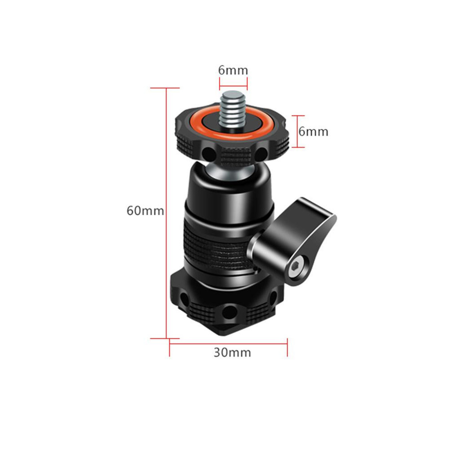 Andoer Mini Kugelgelenk Adapter mit Kaltgewindeschuh und 1/4 Zoll Schraube aus Aluminiumlegierung, Schwarz - Bild 3