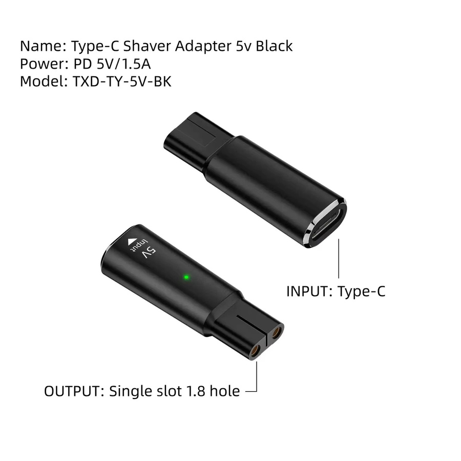 USB-C Ladeadapter für Philips OneBlade QP2520 QP2620 QP2510 QP2515 elektrischer Bartschneider, Schwarz - Bild 5