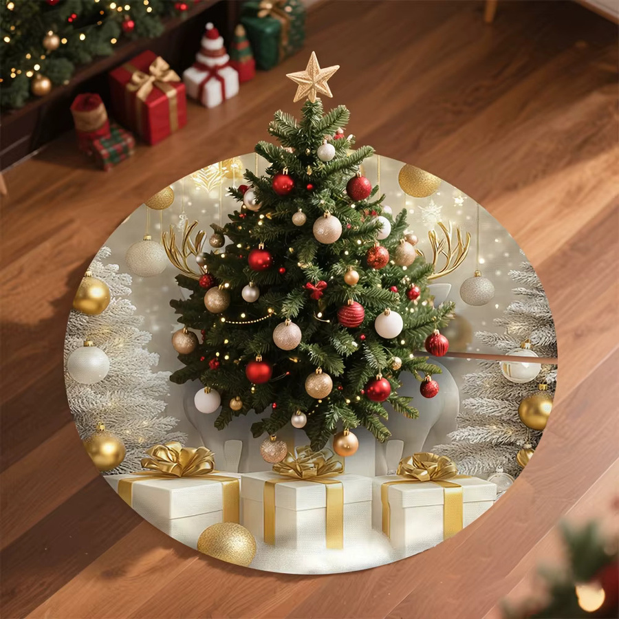 VIKAMA Weihnachtsbaumrock in Silber und Weiß mit Rentiergeweih und Schneeflockenmuster - Bild 6