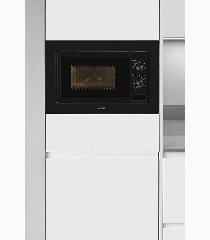 Exquisit EMW10-020 Einbau-Mikrowelle Solo in Schwarz mit Timer und Innenbeleuchtung, B/T/H: 59,5 x 36,6 x 36,6 cm - Bild 3