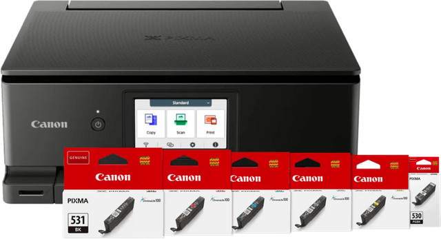 Canon PIXMA TS8750 Inkjet-Multifunktionsdrucker mit Scan- und Kopierfunktion inklusive einem Satz Reservetinte in Schwarz - Bild 1