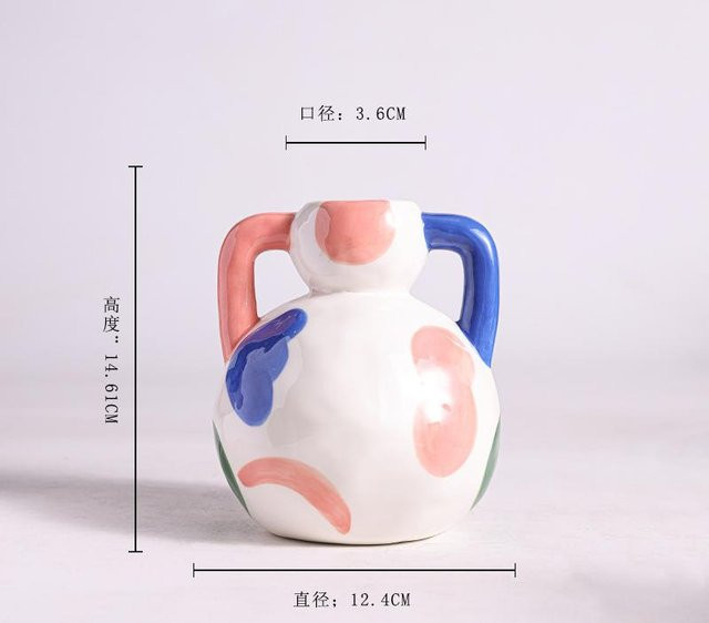 Kreative Keramik Vase von Yiran Furniture in Multicolor mit modernem Color-Block-Design für deine Wohnzimmer Dekoration - Bild 1