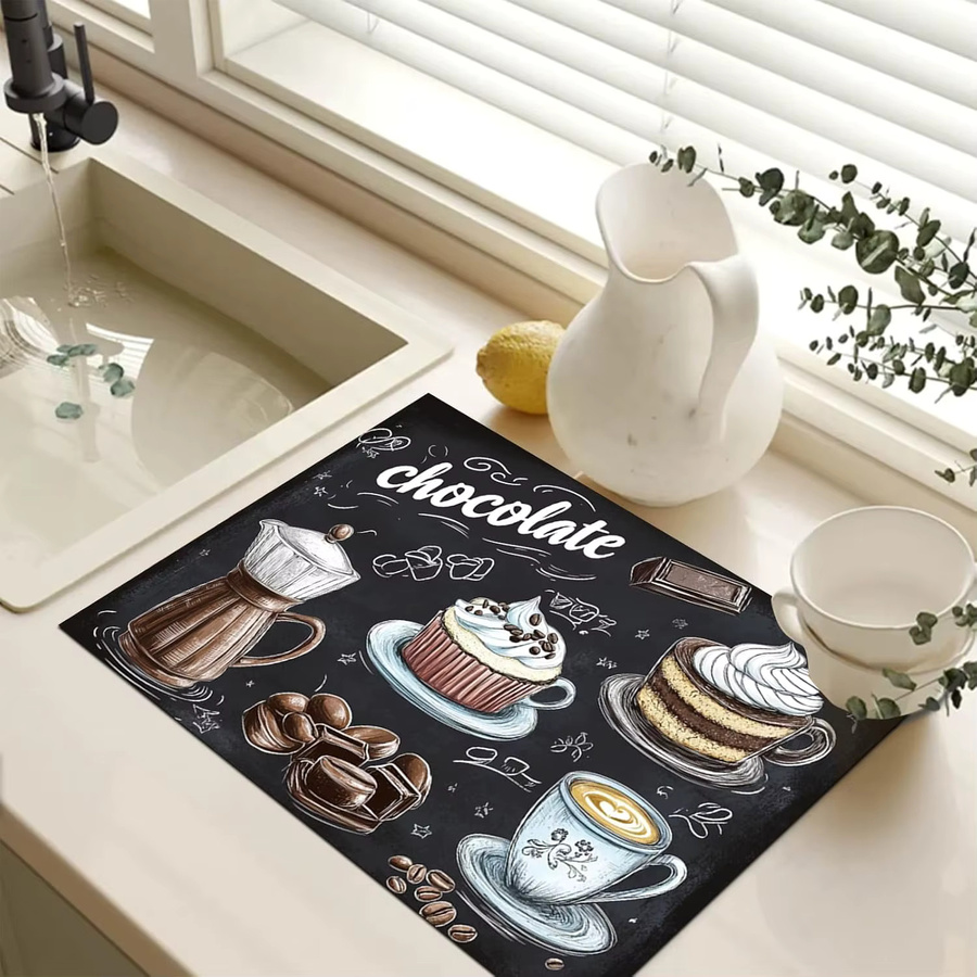 VIKAMA Kaffeemaschinenmatte in Schwarz, Saugfähige und rutschfeste Matte als Arbeitsplattenschutz und Abtropfgestell - Bild 4