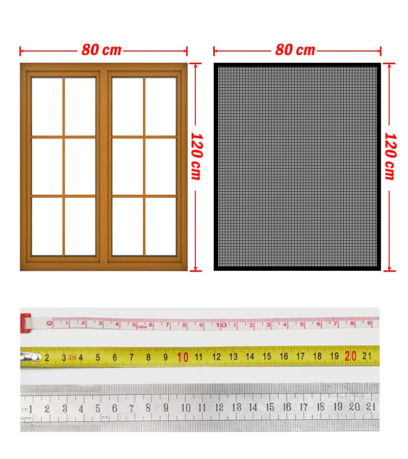 DTGJ Moskitonetz für Fenster, selbstklebend und wiederverwendbar, schwarzes Anti-Mücken-Fenstergitter aus Tüll, anpassbar und waschbar - Bild 6