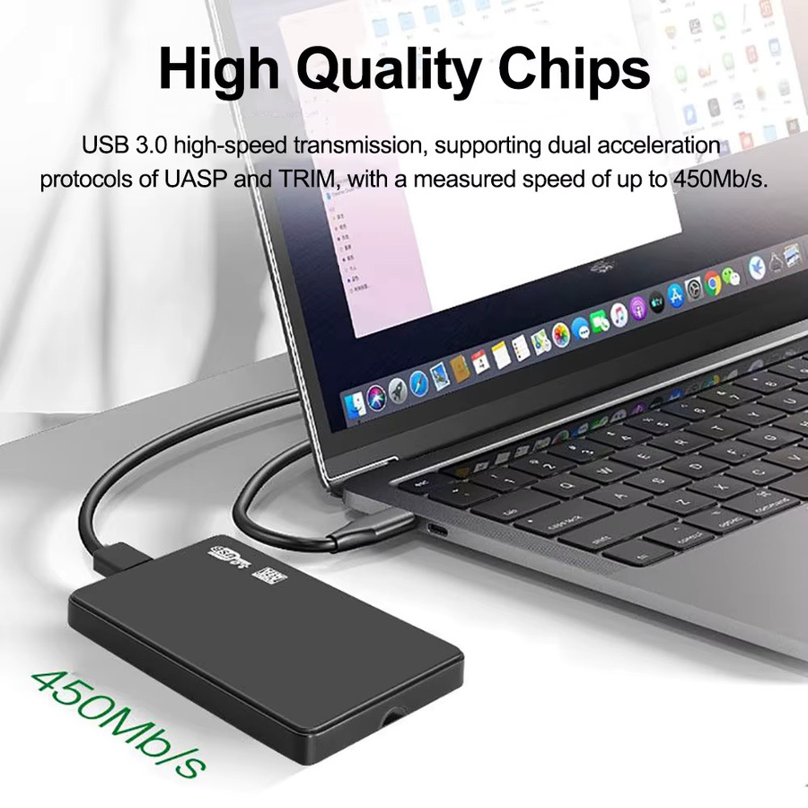 Kebidu 2,5 Zoll SATA zu USB 3.0 Typ-C 3.1 HDD und SSD Gehäuse für externen Speicher in Schwarz oder Weiß - Bild 4