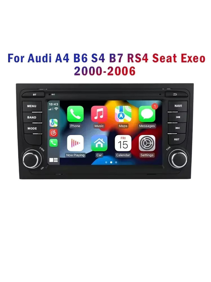 OSSURET Multimedia Autoradio mit Android Auto und CarPlay sowie GPS für Audi A4 B6 2012-2015, S4 B7, RS4 und Seat Exeo, Schwarz - Bild 6