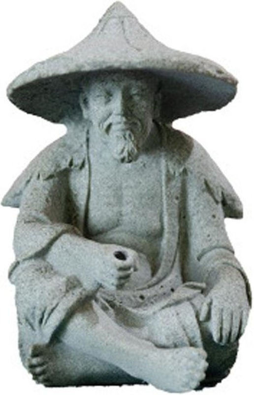 Tooarts Fischer Ornament aus Kunstharz in Grau als dekorative Statue für Steingarten und Dekoration - Bild 1