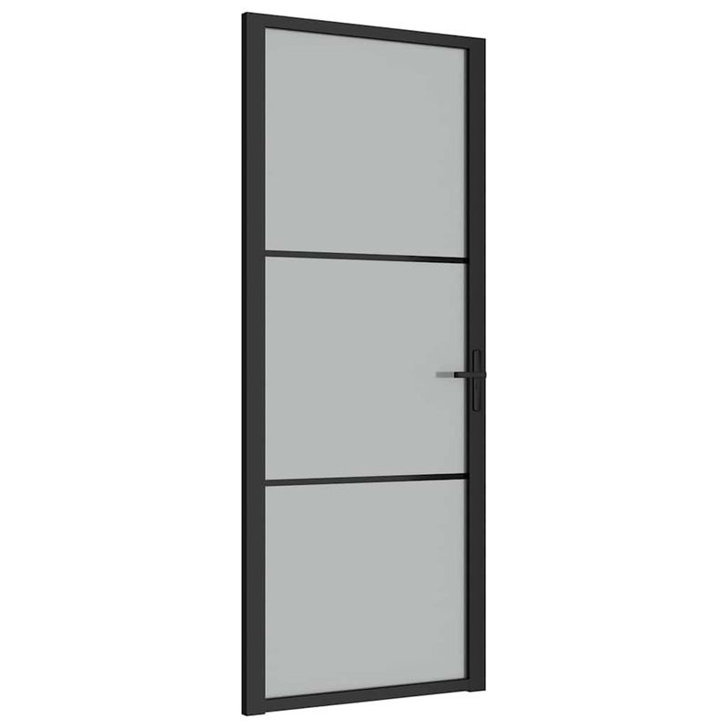 vidaXL Innentür modern in Schwarz mit Mattglas und Aluminium, B/H: 83 x 201,5 cm - Bild 2