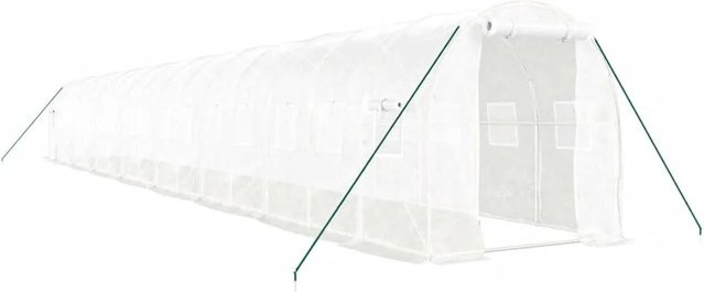 Furnicato Gewächshaus mit Stahlrahmen in Weiß, Fläche: 32 m², B/H/T: 16 x 2 x 2 m - Bild 1