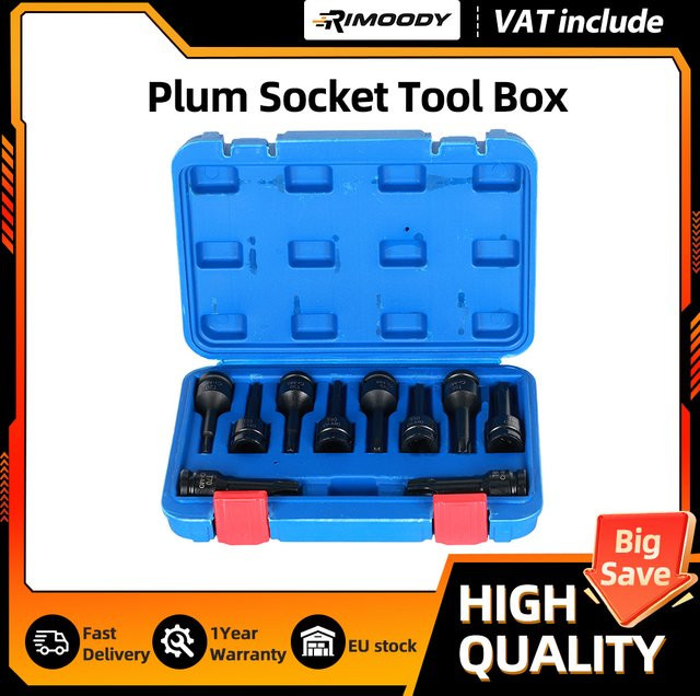 Podofo 10-teiliges Schlagschraubendreher-Bit-Set mit Sechskant, Innensechskant und Torx, 1/2 Zoll Antrieb, inklusive Werkzeugkasten - Bild 1