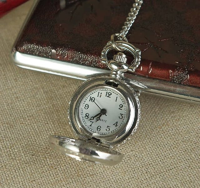 Taschenuhr Halskette, Quarz, Legierung, Silber, Damen, Vintage - Bild 1