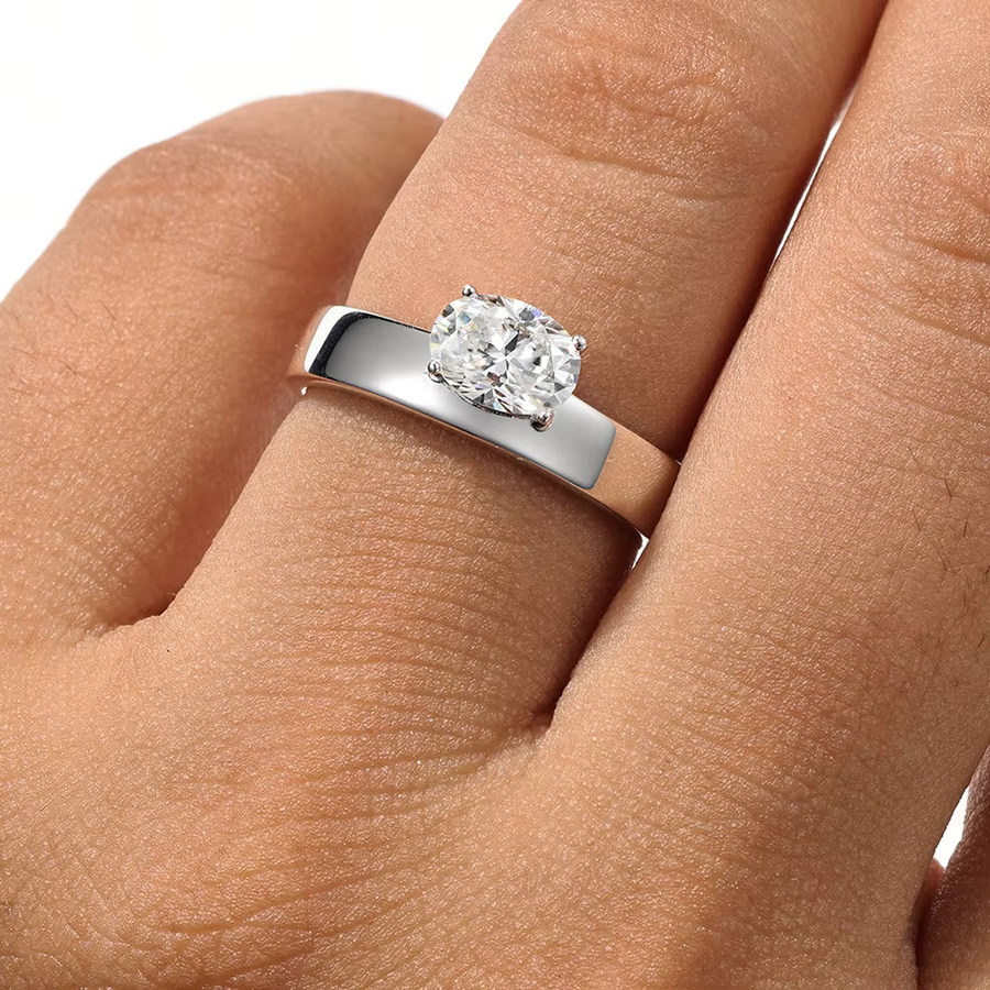 ROBUKF Verlobungsring, 925 Silber, Moissanite, Unisex - Bild 4