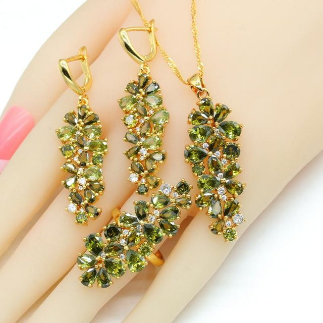 YIRAN Schmuckset, Kupfer, Gold, Zirkonia, Damen - Bild 1