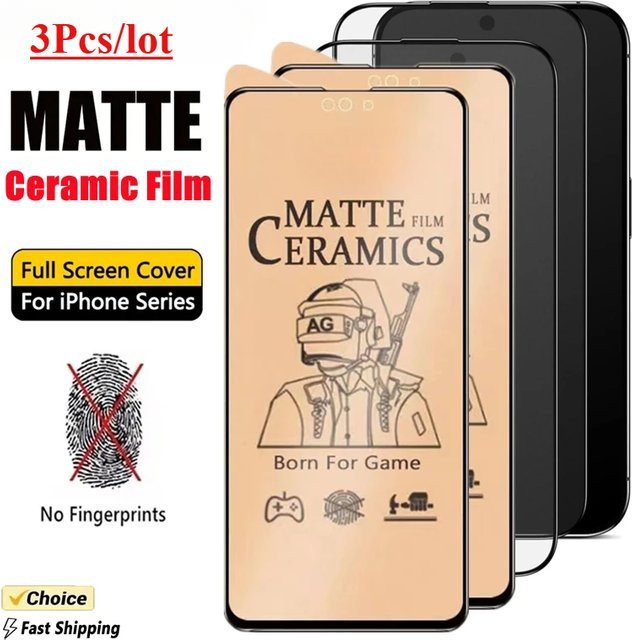 3er-Pack Matte Keramik-Displayschutzfolie für Apple iPhone 16 15 14 13 12 11 Pro Max XS Max XR 7 8 Plus, Transparent - Bild 1
