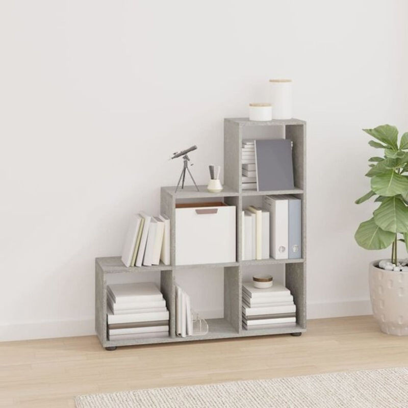 Vidaxl Bücherregal in Treppenform aus Holzwerkstoff, Grau, Höhe: 107 cm - Bild 1