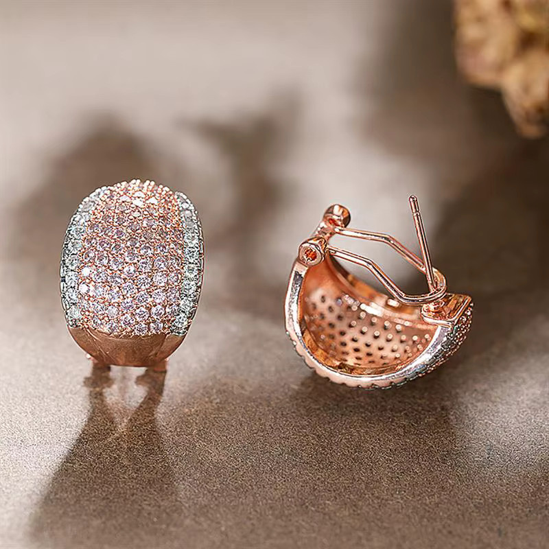 Huitan Damen-Ohrstecker, Bicolor, Roségold, Zirkonia - Bild 2