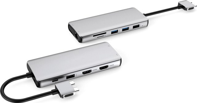 eSTUFF 12-in-1 USB-C Mobile Dockingstation in Silber (ES623010) mit HDMI und USB-C Anschlüssen - Bild 1
