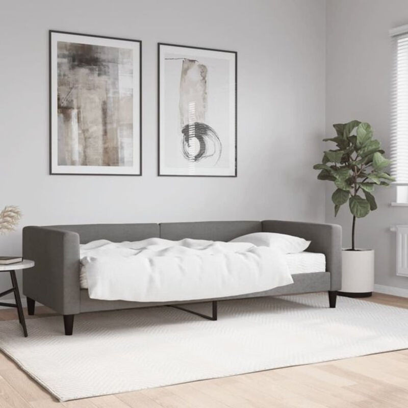 vidaxl Tagesbett mit Matratze in Anthrazit Grau aus Stoff und Metall B/T/H: 90 x 190 cm - Bild 1