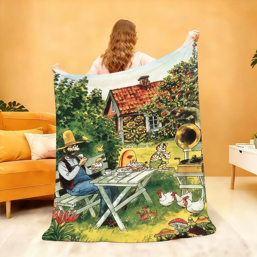 Lumi Home Kuscheldecke Pettson und Findus aus Flanell, Mehrfarbig, B/T: 150 x 200 cm - Bild 3