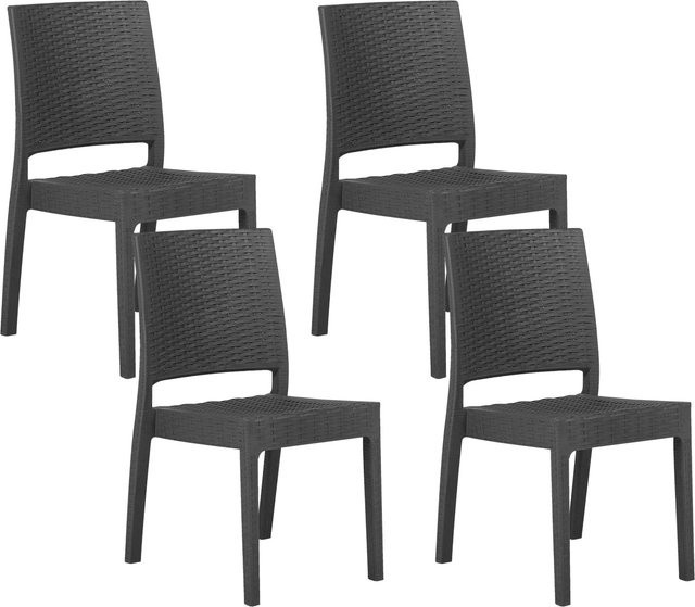 Beliani Gartenstuhl Grau aus Textilene, stapelbar, B/T/H: 47 x 60 x 89 cm - Bild 1