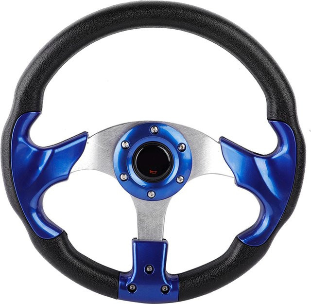 Igeteck Universal Sport Racing Drift Lenkrad aus PU-Leder in Blau, Durchmesser: 320 mm - Bild 1