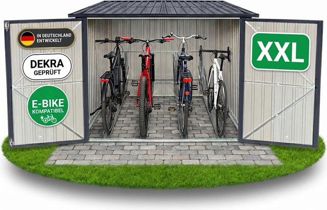 Albatros Premium Fahrradgarage aus verzinktem Metall in Anthrazit für bis zu 4 Fahrräder B/T/H: 203 x 229 x 162 cm - Bild 1
