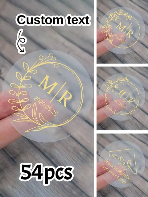 Personalisierte Hochzeitsaufkleber in Transparent mit Blattgold-Optik für deine Special Events - Bild 1