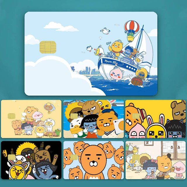 K-KAKAO F-FRIENDS Kartenaufkleber im Cartoon-Design, 4 Stück, wasserdicht und kratzfest, Multicolor - Bild 1