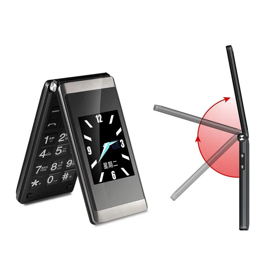 UNIWA X29 Klapptelefon für Senioren mit zwei Bildschirmen, großer Schrift, lautem Ton und SOS-Funktion in Schwarz - Bild 4