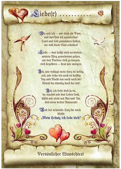 Tantum Graphic Urkunde für den Liebsten oder die Liebste mit Wunschtext in Vintage-Optik und Mehrfarben auf Papier - Bild 1