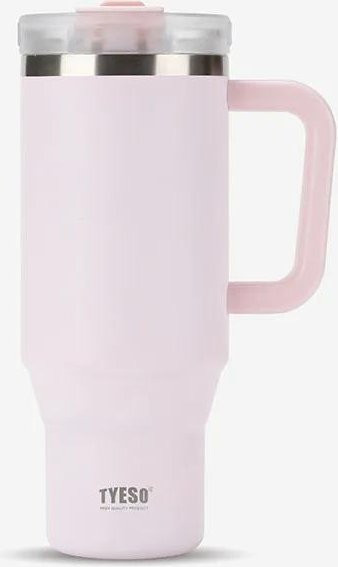 Tyeso Edelstahl Vakuumbecher mit Griff, Isolierbecher für Kaffee und Wasser, Tragbarer Outdoor-Becher, Farbe: Rosa, Volumen: 900 ml - Bild 1