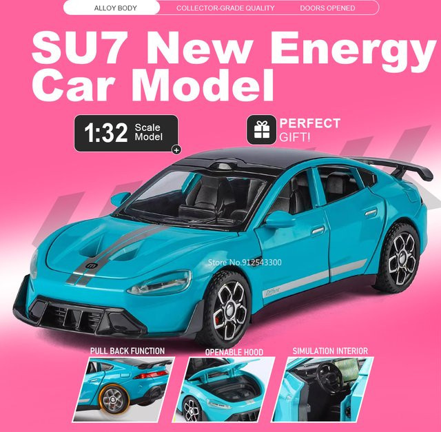 RMZ city SU7 ES8 Automodell, 1:32 Maßstab, Metall, blau, mit Licht und Sound - Bild 1