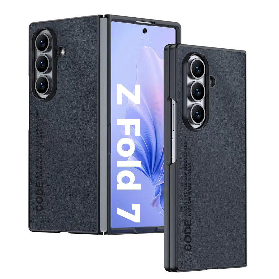 Business Ultra Slim Lederhülle für Samsung Galaxy Z Fold 5G in Schwarz, stoßfeste Schutzhülle mit Anti-Fingerabdruck-Beschichtung - Bild 1