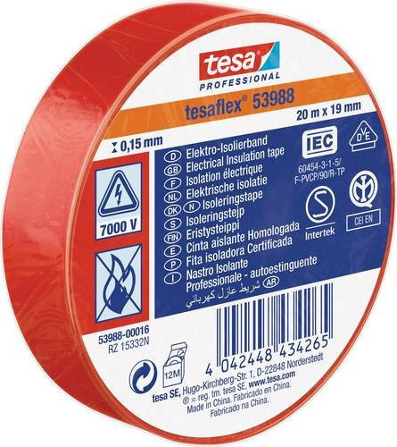 tesa Professional Isolierband 53988 rot, Breite: 19 mm, Länge: 20 m - Bild 1