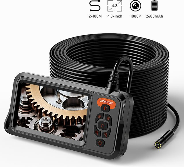 BUMBORN Industrie-Endoskopkamera mit 4,3 Zoll IPS-Display, 1080P HD, 8 mm Kamera, IP67 wasserdicht, Schwarz, 1–30 m Kabellänge für Rohrleitungen und Automobilinspektionen - Bild 1