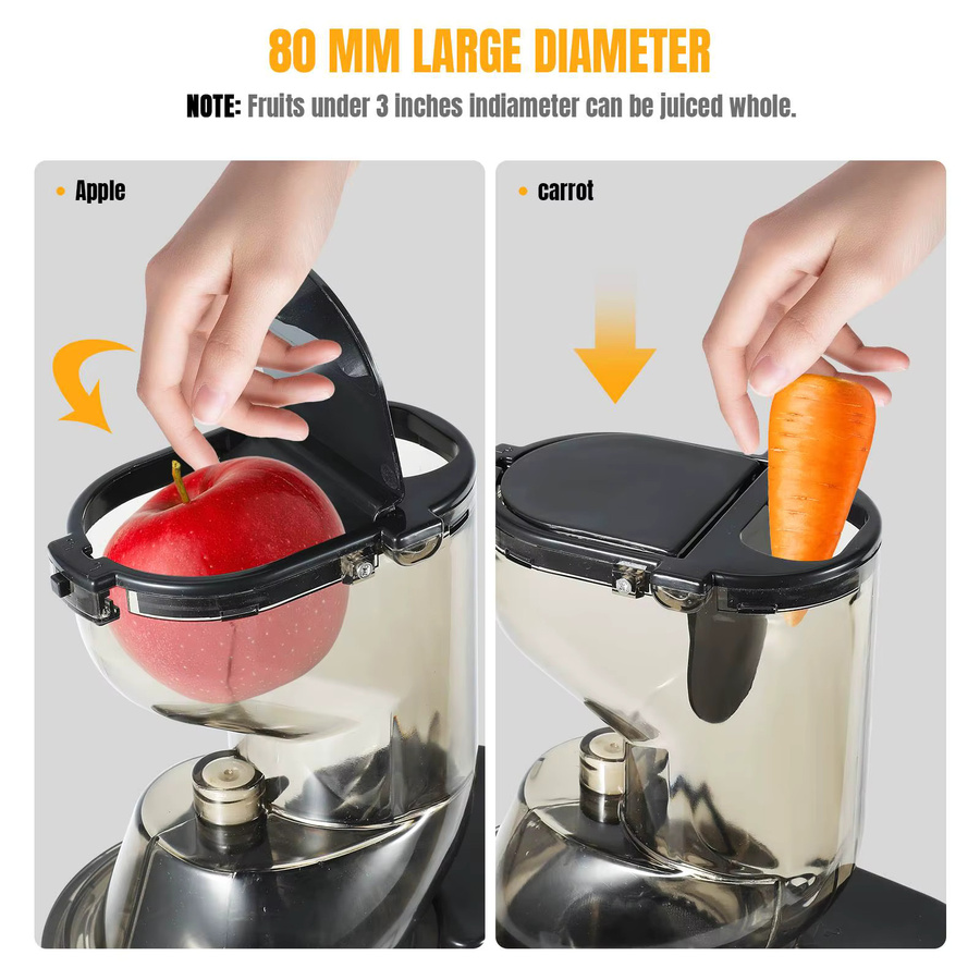 OWJHE Slow Juicer Kaltpresser mit Futterrutsche für ganze Früchte und Gemüse in Rot - Bild 2