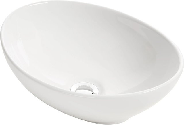 NEG Design Aufsatz Waschbecken Uno37A Waschschale oval aus Keramik in Weiß mit Nano-Coating B: 41 cm, T: 34,5 cm, H: 14 cm - Bild 1