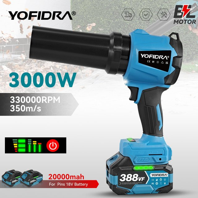 YOFIDRA Bürstenloser elektrischer Turbogebläse Hand-Laubbläser und Staubblaswerkzeug in Blau für Makita 18V Akku - Bild 1