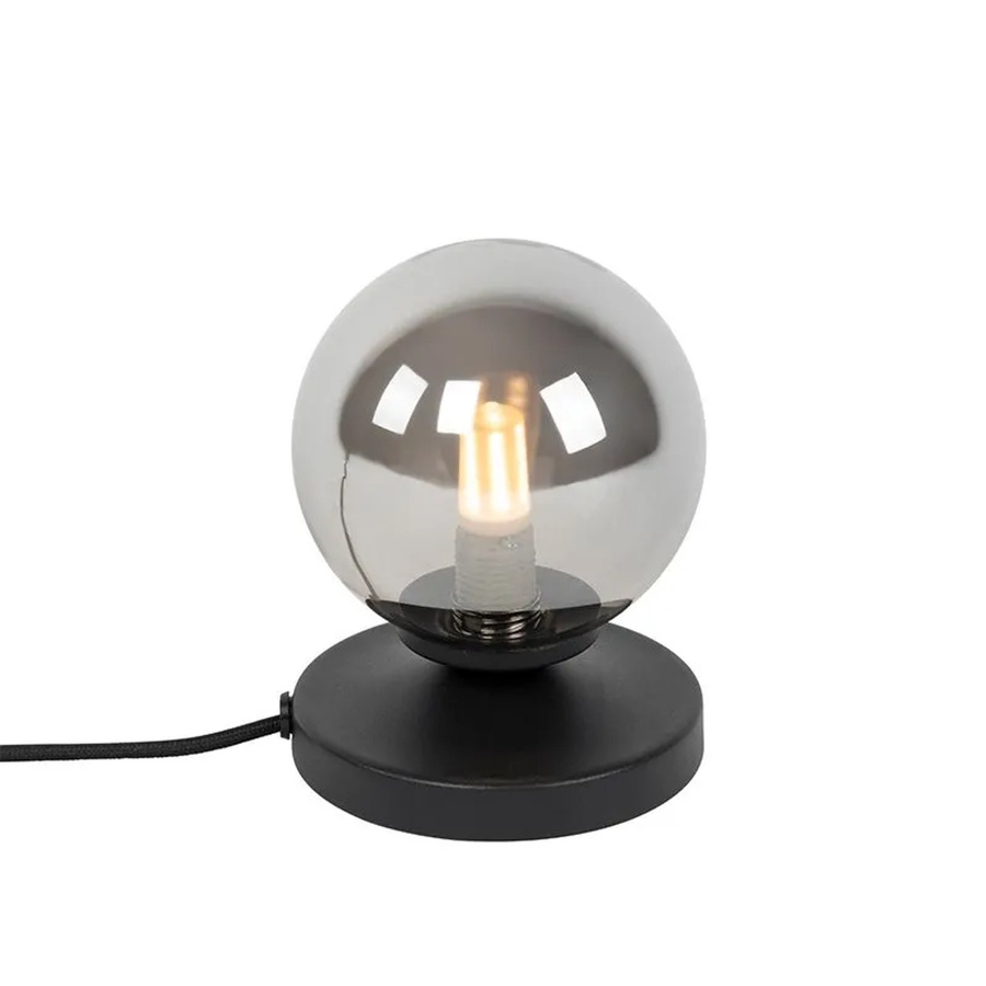 QAZQA Moderne Tischlampe Athen in Schwarz mit Kugel aus Glas und Stahl - Bild 2