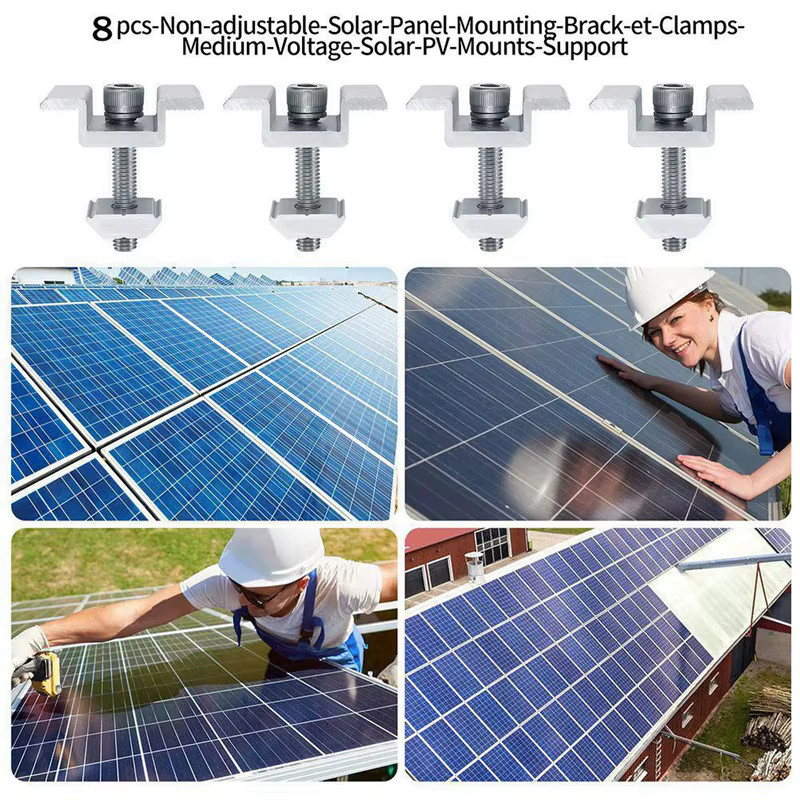 ABJA 8er Set Solarpanel-Montagehalterungen mit Endklemmen und Mittelklemmen in Silber - Bild 4