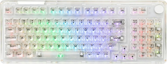 KiiBOOM Phantom 98 Mechanische Tastatur mit Acryldichtung, Hot-Swap, Bluetooth 5.0, 2,4 GHz und Kabelverbindung, Transparent - Bild 1