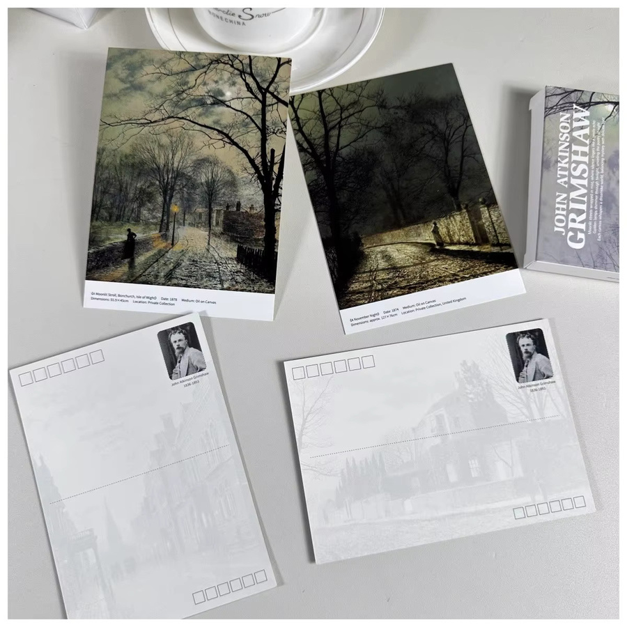 30 Stück John Atkinson Grimshaw Postkarten Set mit impressionistischen Vintage Street View Kunstmotiven in Mehrfarbig - Bild 3