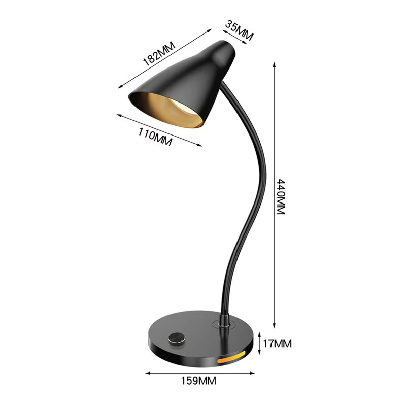 Feimefeiyou LED-Schreibtischleuchte in Schwarz, dimmbare Clip-On Leselampe aus Metall für Schreibtisch und Nachttisch - Bild 6