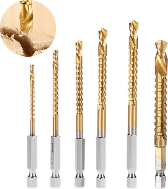 ZeXinChen HSS Spiralbohrer Set mit Sechskantaufnahme für Metall, Holz und Kunststoff in Gold - Bild 1