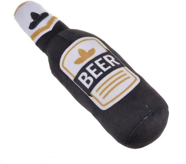 DHDH Plüschspielzeug für Hunde, Bierflaschenform, quietschend, grau - Bild 1