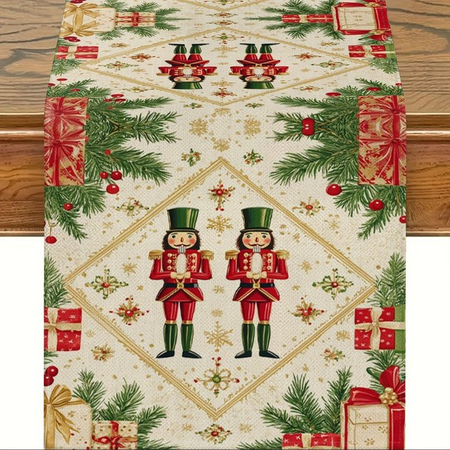 VIKAMA Weihnachts-Tischläufer mit Nussknacker-Motiv, mehrfarbig, B/H: 183 x 33 cm - Bild 1